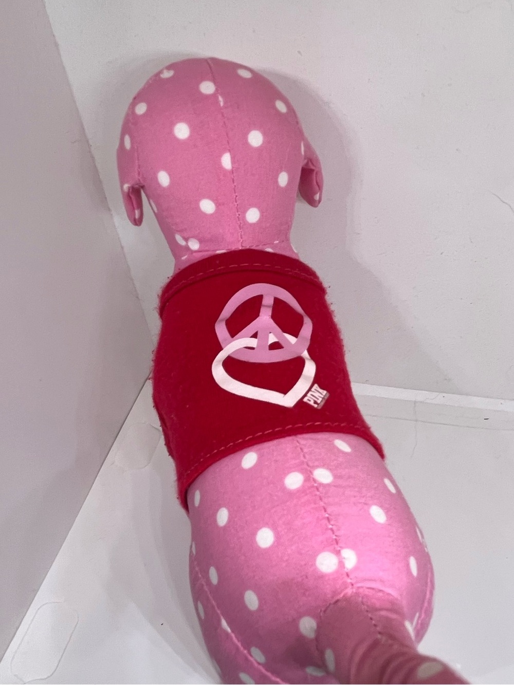 PINK Victoria's Secret Pink Polka Dot Plush Trio with Yellow, Red & Blue Tees - Picture 2 of 7